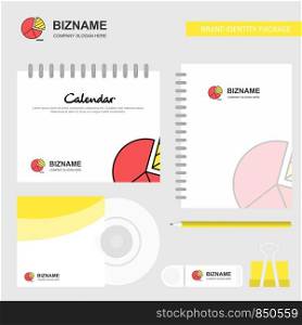 Pie chart Logo, Calendar Template, CD Cover, Diary and USB Brand Stationary Package Design Vector Template