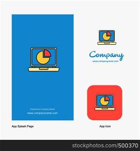 Pie chart on Laptop Company Logo App Icon and Splash Page Design. Creative Business App Design Elements