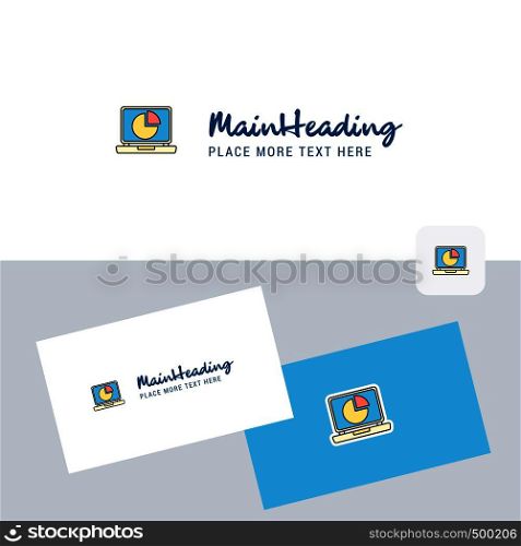 Pie chart on Laptop vector logotype with business card template. Elegant corporate identity. - Vector