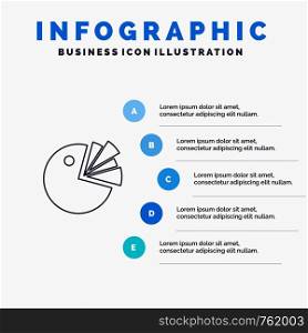 Pie, Chart, Presentation, Diagram Line icon with 5 steps presentation infographics Background