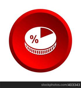 Pie chart red icon on white background. Pie chart red icon
