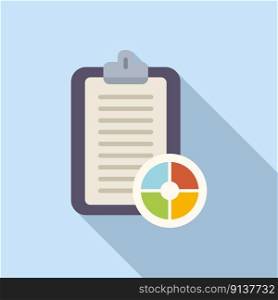Pie chart report icon flat vector. Document data. Finance file. Pie chart report icon flat vector. Document data