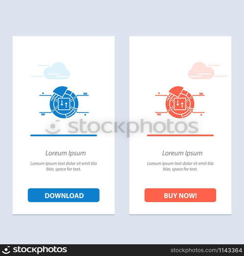 Pie, Chart, Report, Percentage Blue and Red Download and Buy Now web Widget Card Template