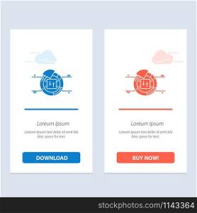 Pie, Chart, Report, Percentage Blue and Red Download and Buy Now web Widget Card Template