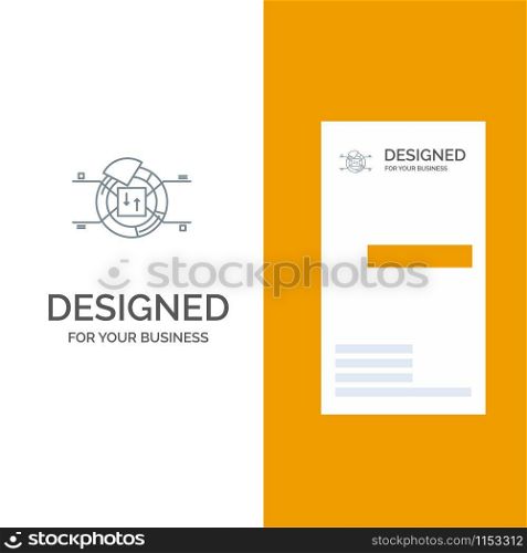 Pie, Chart, Report, Percentage Grey Logo Design and Business Card Template