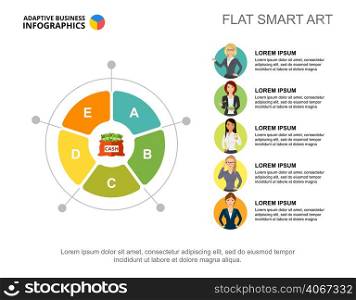 Pie chart slide template. Business data. Graph, chart, design. Creative concept for infographic, report. Can be used for topics like economics, earning money or comparison