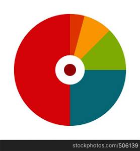 Pie chart with a hole in the center icon in flat style on a white background . Pie chart with a hole in the center icon