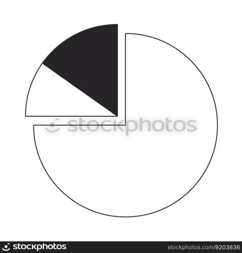 Pie chart with divided slices flat line black white vector icon. Data management. Editable cartoon style element. Simple isolated outline spot illustration for web graphic design and animation. Pie chart with divided slices flat line black white vector icon