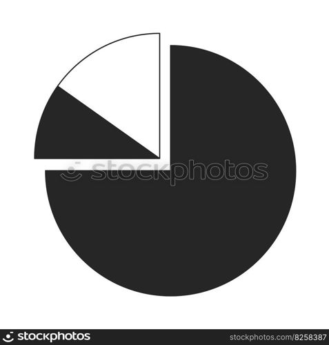 Pie diagram splitted into slices flat line black white vector icon. Data management. Editable cartoon style element. Simple isolated outline spot illustration for web graphic design and animation. Pie diagram splitted into slices flat line black white vector icon