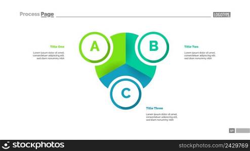 Pie diagram with three elements. Chart, process diagram, slide. Creative concept for infographics, presentation, project, report. Can be used for topics like business, management, workflow