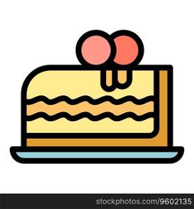 Piece cake icon outline vector. Cafe food. Work bar color flat. Piece cake icon vector flat