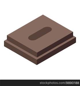 Piece chocolate bar icon. Isometric of piece chocolate bar vector icon for web design isolated on white background. Piece chocolate bar icon, isometric style