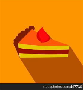Piece of cake flat icon with shadow on the background. Piece of cake flat icon
