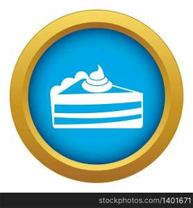 Piece of cake icon blue vector isolated on white background for any design. Piece of cake icon blue vector isolated