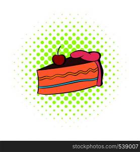 Piece of cake icon in comics style on a white background. Piece of cake icon, comics style