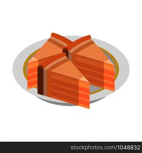 Piece of cake icon. Isometric of piece of cake vector icon for web design isolated on white background. Piece of cake icon, isometric style