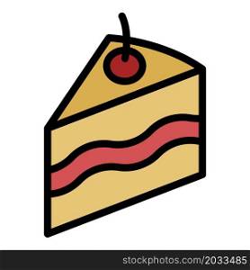 Piece of cake icon. Outline piece of cake vector icon color flat isolated. Piece of cake icon color outline vector