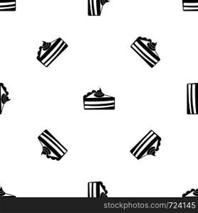 Piece of cake pattern repeat seamless in black color for any design. Vector geometric illustration. Piece of cake pattern seamless black