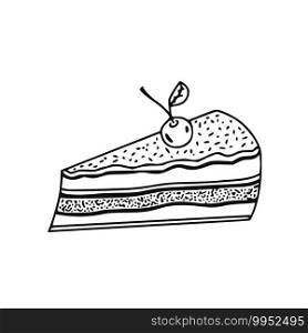 Piece of cake with cherry. Sweet vector print. Piece of cake with cherry. Sweet vector print.