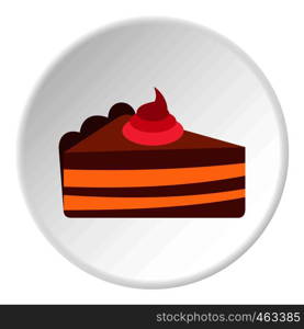 Piece of cake with cream icon in flat circle isolated vector illustration for web. Piece of cake with cream icon circle