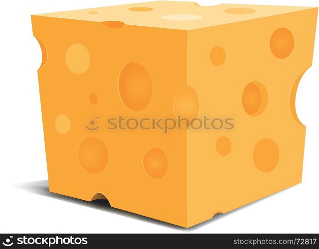 Piece Of Cheese. Illustration of a cartoon mouth watering piece of swiss cheese