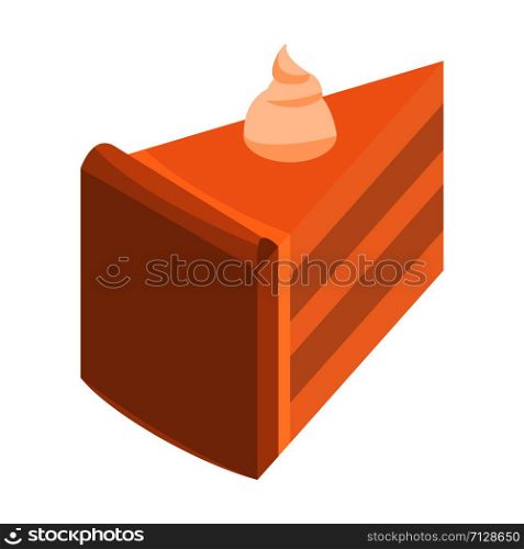 Piece of sweet cake icon. Isometric of piece of sweet cake vector icon for web design isolated on white background. Piece of sweet cake icon, isometric style