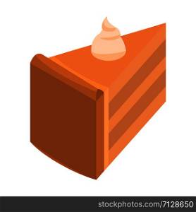 Piece of sweet cake icon. Isometric of piece of sweet cake vector icon for web design isolated on white background. Piece of sweet cake icon, isometric style