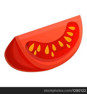 Piece of tomato icon. Cartoon of piece of tomato vector icon for web design isolated on white background. Piece of tomato icon, cartoon style