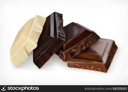 Pieces of chocolate, vector icon
