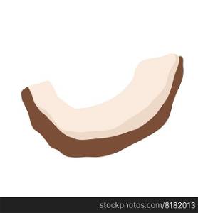 Pieces of coconut with leaves isolated on white background. Realistic vector illustration.. Pieces of coconut with leaves isolated on white background. Realistic vector illustration