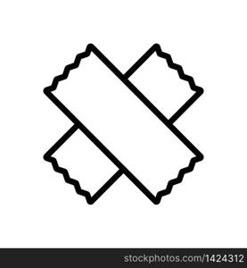 pieces of electrical tape in form of cross icon vector. pieces of electrical tape in form of cross sign. isolated contour symbol illustration. pieces of electrical tape in form of cross icon vector outline illustration