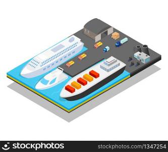 Pier concept banner. Isometric banner of pier vector concept for web, giftcard and postcard. Pier concept banner, isometric style