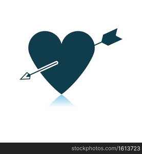 Pierced Heart By Arrow Icon. Shadow Reflection Design. Vector Illustration.