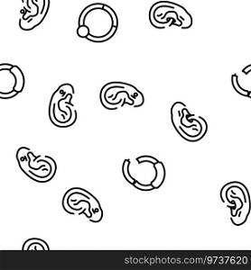 piercing ring earring nose vector seamless pattern thin line illustration. piercing ring earring nose vector seamless pattern