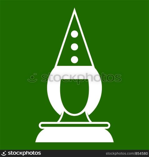 Pierrot clown icon white isolated on green background. Vector illustration. Pierrot clown icon green