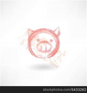 Pig&#39;s head grunge icon