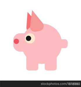 Pig animal vector icon illustration mammal cartoon isolated white cute. Pet pig icon agriculture piglet pink. Funny character pork domestic adorable drawing. Shape mascot livestock mammal animal
