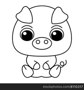 Pig cartoon coloring page for kids Royalty Free Vector Image