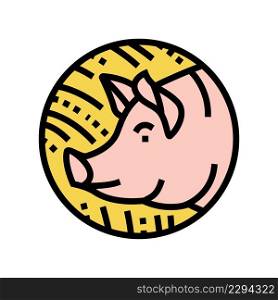pig chinese horoscope animal color icon vector. pig chinese horoscope animal sign. isolated symbol illustration. pig chinese horoscope animal color icon vector illustration