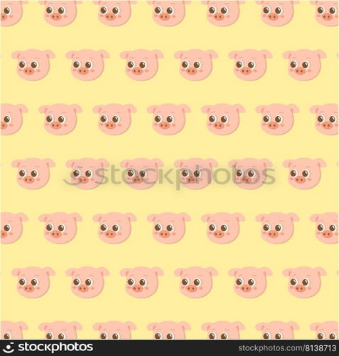Pig face. Vector pattern 