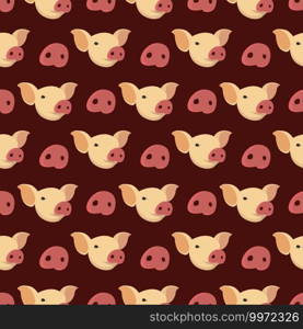 Pig faces pattern, illustration, vector on white background