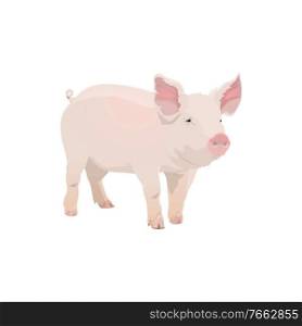 Pig, farm animal icon, vector cattle farming and pork meat food product symbol. Cartoon isolated pig piglet, butcher shop and farm market animal sign. Pig, farm animal icon, piglet cattle, pork