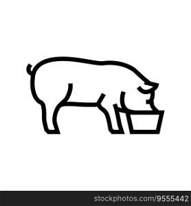 pig feeding farm line icon vector. pig feeding farm sign. isolated contour symbol black illustration. pig feeding farm line icon vector illustration