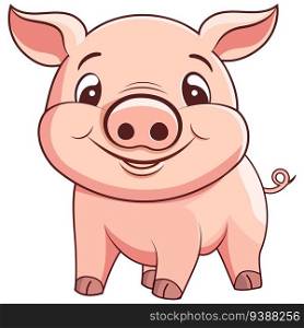 pig flat cartoon, farm logo design, cute pig cartoon isolated on white background, vector illustration