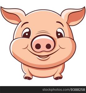 pig flat cartoon, farm logo design, cute pig cartoon isolated on white background, vector illustration