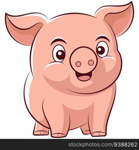 pig flat cartoon, farm logo design, cute pig cartoon isolated on white background, vector illustration