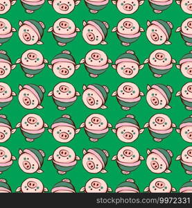 Pig head pattern, illustration, vector on white background