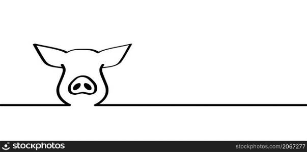 Pig line pattern for Bacon day. Drawing pigs animals farm silhouette symbol, pictogram. Vector pig swine idea. Piglets icon or sign. Happy smile face.