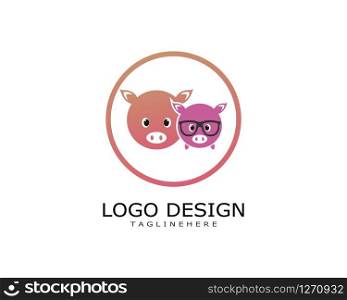 Pig logo illustration vector flat design