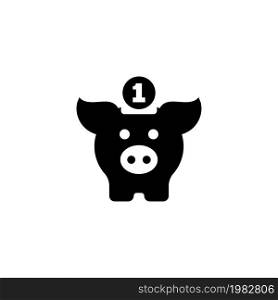 Pig Money Box. Flat Vector Icon. Simple black symbol on white background. Pig Money Box Flat Vector Icon